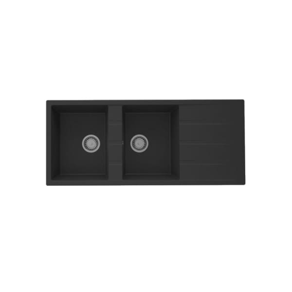 Evier de cuisine PREMIUM 2 Bac Granite avec égouttoir - Noir (ZETA21BLACK) Evier de cuisine PREMIUM 2 Bac Granite avec égouttoir - Noir (ZETA21BLACK)